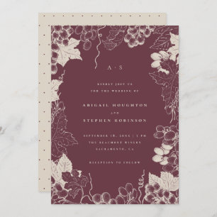 Einfache, handgezeichnet Weingartenhochzeit Einladung