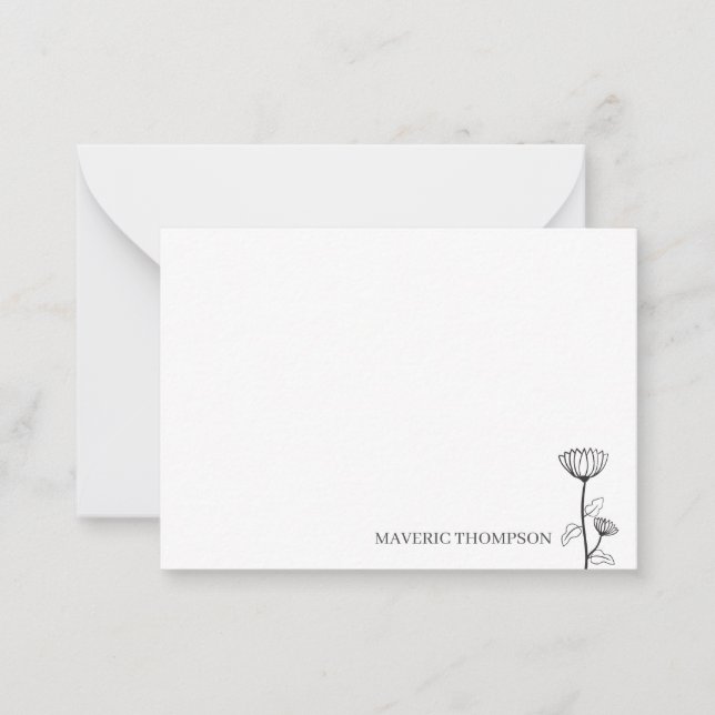 Einfache handgezeichnete Blume Mitteilungskarte (Vorderseite)