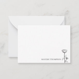 Einfache handgezeichnete Blume Mitteilungskarte