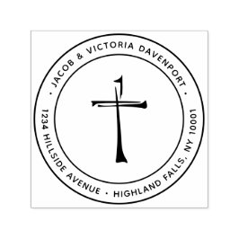 Einfache handgezeichnete Christliche Cross-Rücksen Permastempel