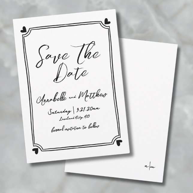 Einfache handgezeichnete Hochzeit rettet das Datum Save The Date (Simple Hand Drawn Wedding Save The Date)