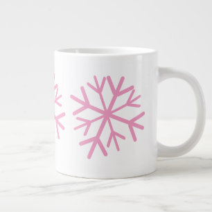 Einfache handgezeichnete weiße rosa Schneeflocke Jumbo-Tasse