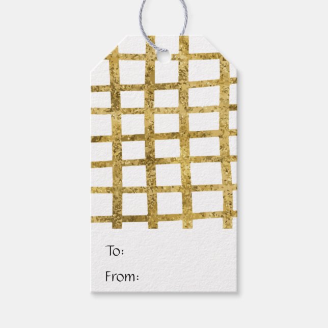 Einfache handgezogene Imitate Glitzer Grid Urlaub Geschenkanhänger (Vorderseite)