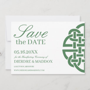Einfache Handhabung grüner keltischer Knoten Save The Date