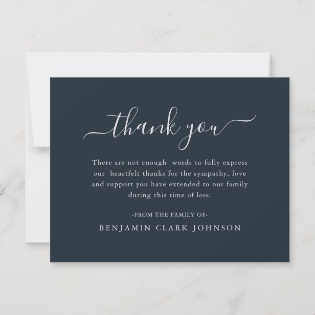 Einfache Handschrift Bereavement Beileid Beerdigun Dankeskarte (Vorderseite)