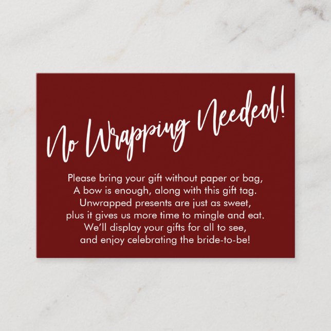 Einfache Handschrift ohne Wrapping erforderlich! Begleitkarte (Vorderseite)