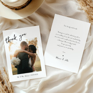 Einfache handschriftliche Handschrift und Foto-Hoc Dankeskarte