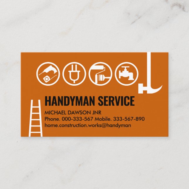 Einfache Handyman Tools Border Visitenkarte (Vorderseite)