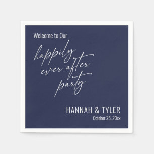 Einfache Happily Ever After Party Navy Blau Serviette
