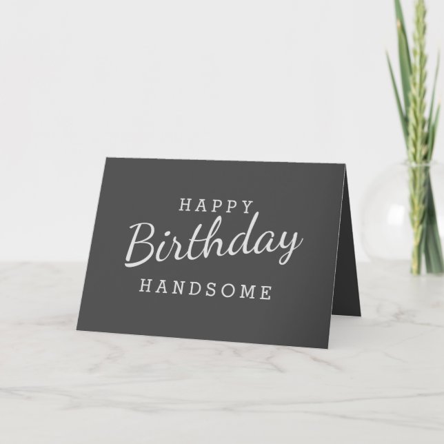 Einfache Happy Birthday Handsome Gray Birthday Car Karte (Vorderseite)
