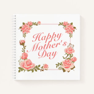 Einfache Happy Mother's Day Floral Frame Notebook Notizbuch