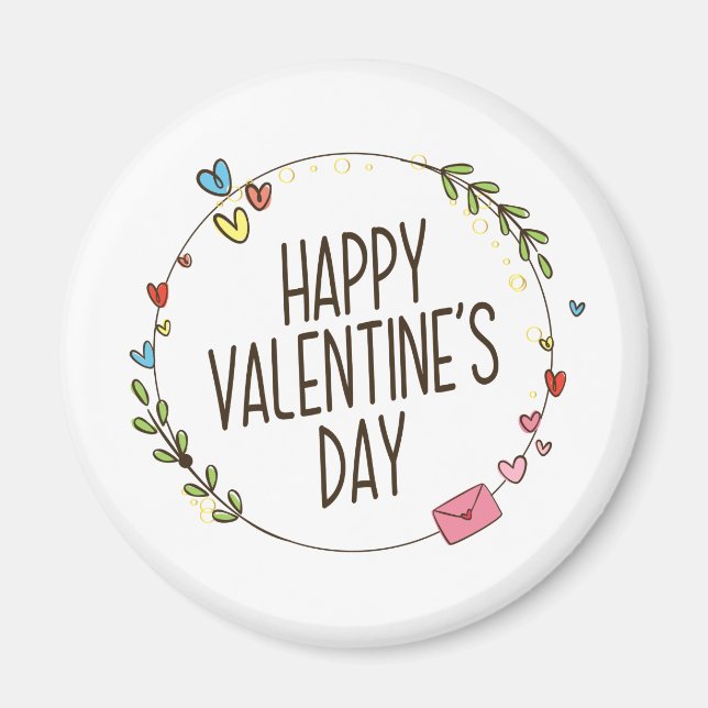 Einfache Happy Valentine's Day Wreath | Magnet (Vorne)