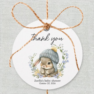Einfache Hasen-Kaninchen-Baby-Shower-Geschenkkarte Geschenkanhänger