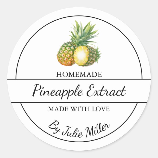 Einfache, hausgemachte Ananas-Extraktionsmarke Runder Aufkleber (Vorderseite)