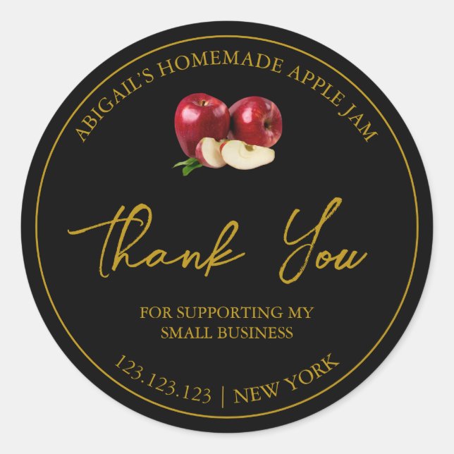 Einfache hausgemachte Apfelmus Danke Label Runder Aufkleber (Vorderseite)