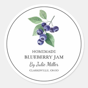 Einfache, hausgemachte Blueberry-Marke Runder Aufkleber