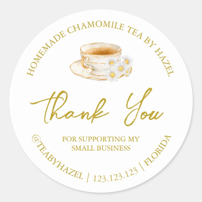 Einfache hausgemachte Chamomile Tee Dankeschön Lab Runder Aufkleber (Vorderseite)