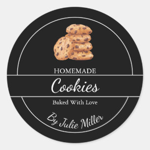 Einfache, hausgemachte Cookies - Schwarz Runder Aufkleber