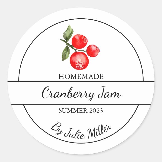 Einfache, hausgemachte Cranberry-Marmelade Runder Aufkleber (Vorderseite)