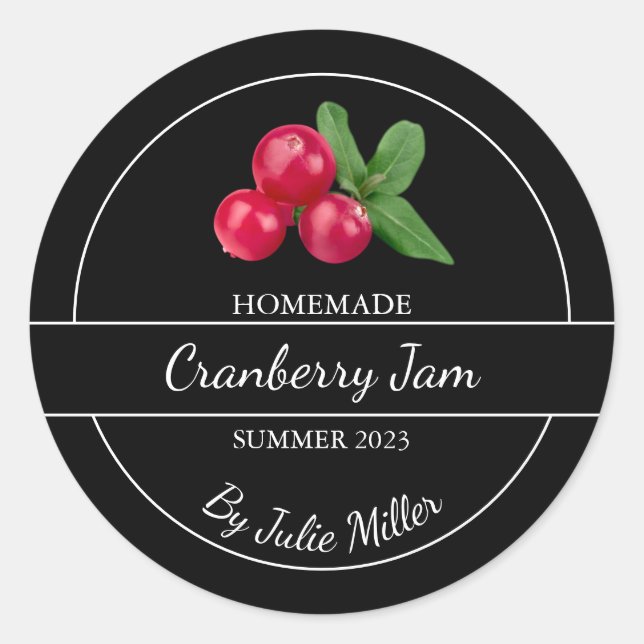 Einfache, hausgemachte Cranberry-Marmelade Runder Aufkleber (Vorderseite)