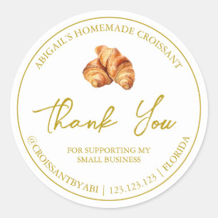 Einfache hausgemachte Croissant Danke Label Runder Aufkleber