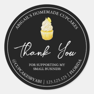 Einfache hausgemachte Cupcake Dankeschön Label Runder Aufkleber