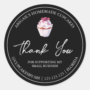 Einfache hausgemachte Cupcake Dankeschön Label Runder Aufkleber
