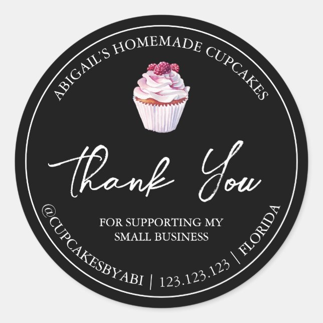 Einfache hausgemachte Cupcake Dankeschön Label Runder Aufkleber (Vorderseite)