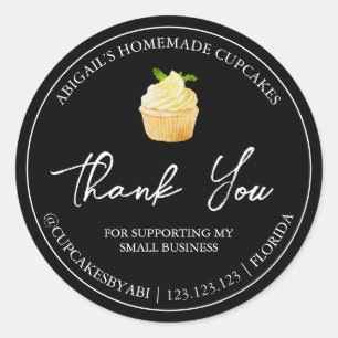 Einfache hausgemachte Cupcake Dankeschön Label Runder Aufkleber