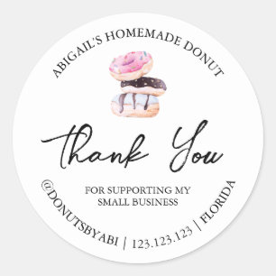 Einfache hausgemachte Donut Danke Label Runder Aufkleber