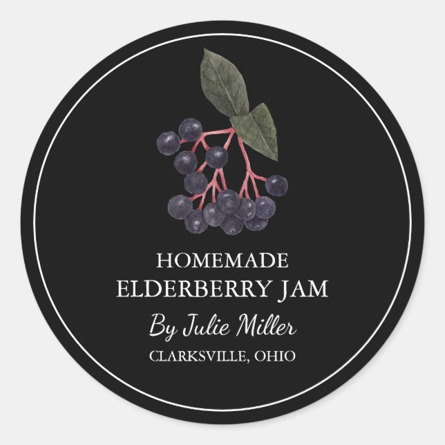 Einfache hausgemachte Elderberry-Marke Runder Aufkleber (Vorderseite)
