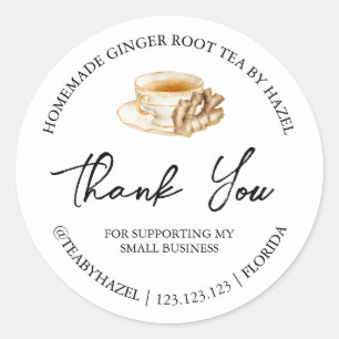 Einfache hausgemachte Ginger Root Tee Danke Label Runder Aufkleber
