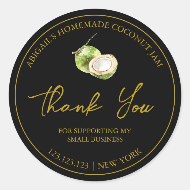 Einfache, hausgemachte Kokosnuss-Marmelade Danke-L Runder Aufkleber (Vorderseite)
