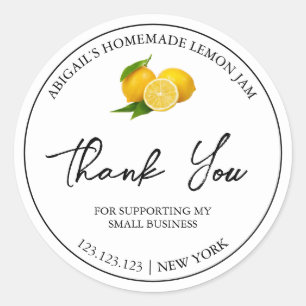 Einfache hausgemachte Lemon Jam Danke Label Runder Aufkleber