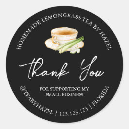 Einfache hausgemachte Lemongrass Tee Danke Label Runder Aufkleber