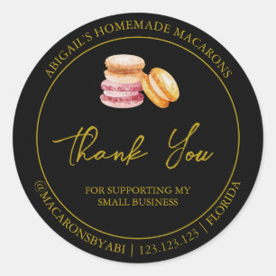 Einfache hausgemachte Macaron Danke Label Runder Aufkleber