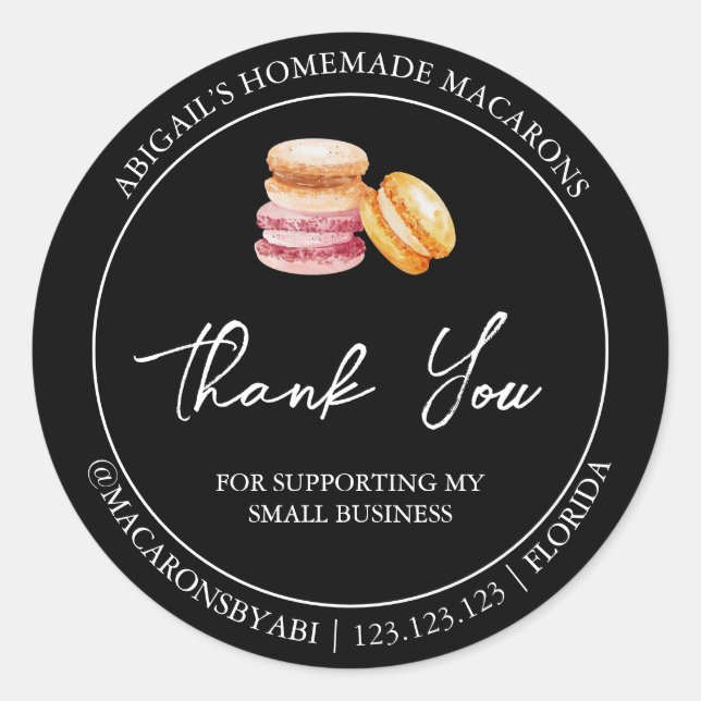 Einfache hausgemachte Macaron Danke Label Runder Aufkleber (Vorderseite)