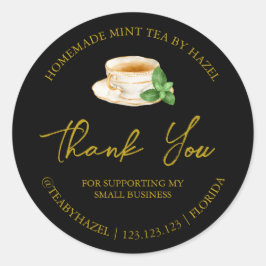 Einfache hausgemachte Minze Tee Danke Label Runder Aufkleber