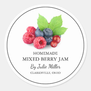 Einfache, hausgemachte Mixed-Berry-Jam-Label Runder Aufkleber