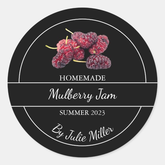 Einfache, hausgemachte Mulberry-Marmelade Runder Aufkleber (Vorderseite)
