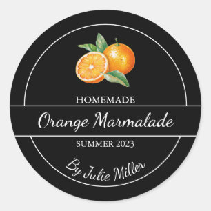 Einfache, hausgemachte Orange-Marmalade-Marke Schw Runder Aufkleber