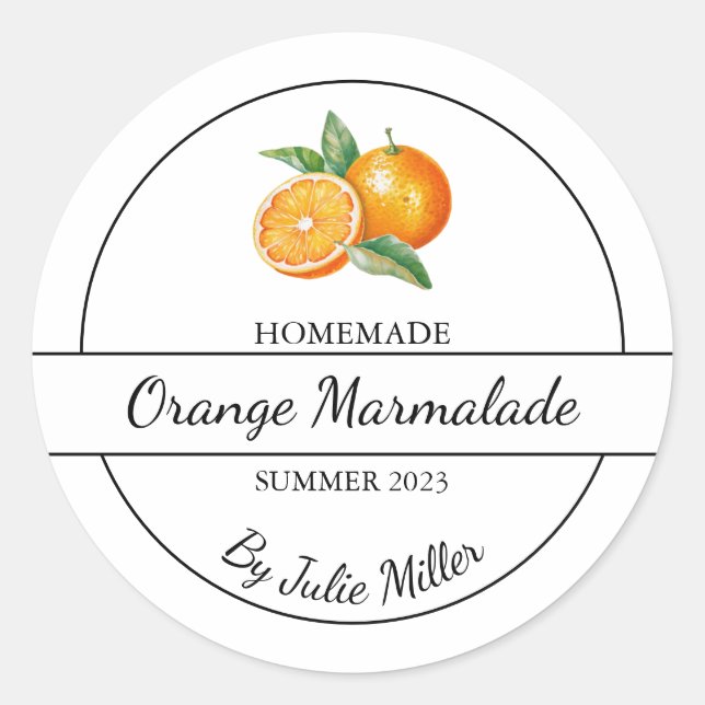 Einfache, hausgemachte Orangenmarmalade Runder Aufkleber (Vorderseite)