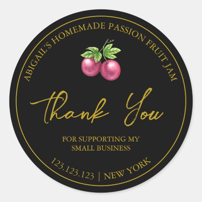 Einfache, hausgemachte Passion Fruit-Marmelade Dan Runder Aufkleber (Vorderseite)