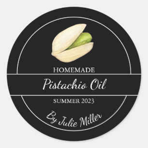 Einfache, hausgemachte Pistachio-Ölmarke Schwarz Runder Aufkleber