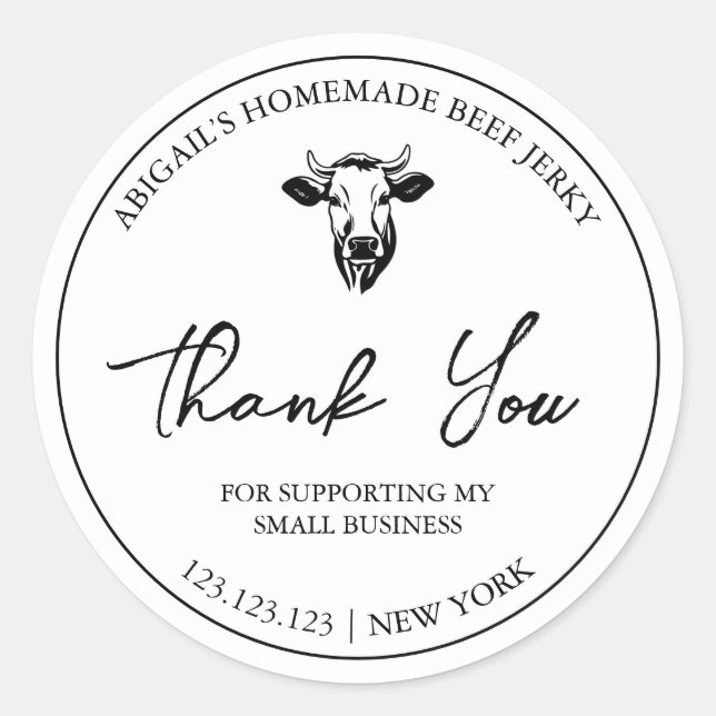 Einfache hausgemachte Rindfleisch Jerky Danke Labe Runder Aufkleber (Vorderseite)
