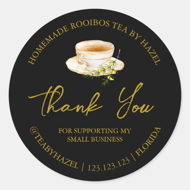 Einfache hausgemachte Rooibos Tee Danke Label Runder Aufkleber (Vorderseite)