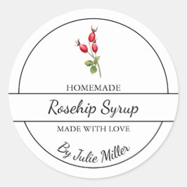 Einfache, hausgemachte Rosehip-Sirup-Marke Runder Aufkleber