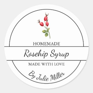 Einfache, hausgemachte Rosehip-Sirup-Marke Runder Aufkleber