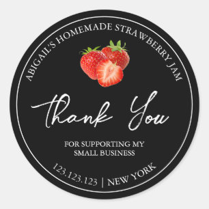 Einfache hausgemachte Strawberry Jam Danke Label Runder Aufkleber