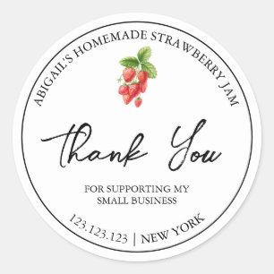 Einfache hausgemachte Strawberry Jam Danke Label Runder Aufkleber